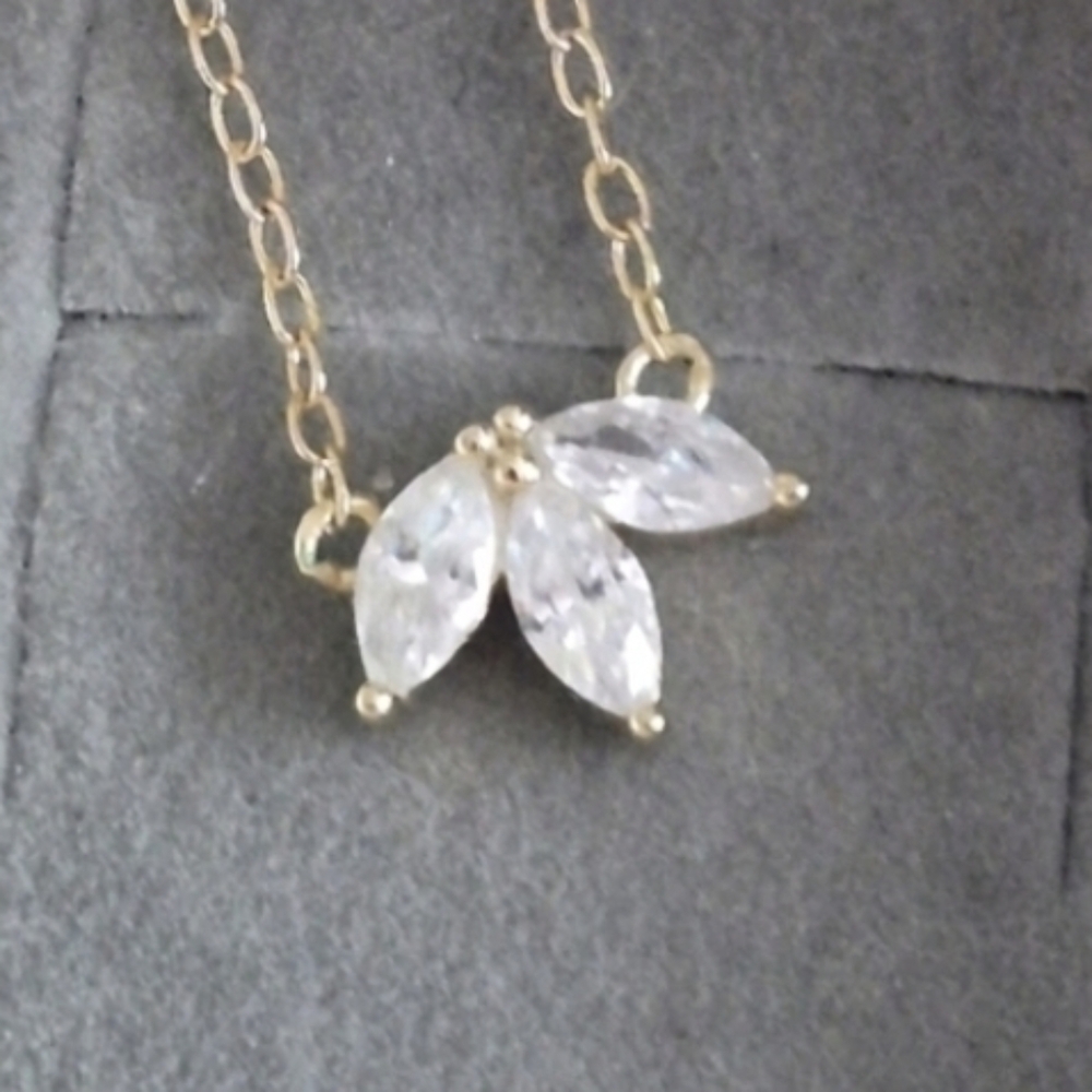 925 Sterling Silver 14k Vermeil Gold Cz Necklace